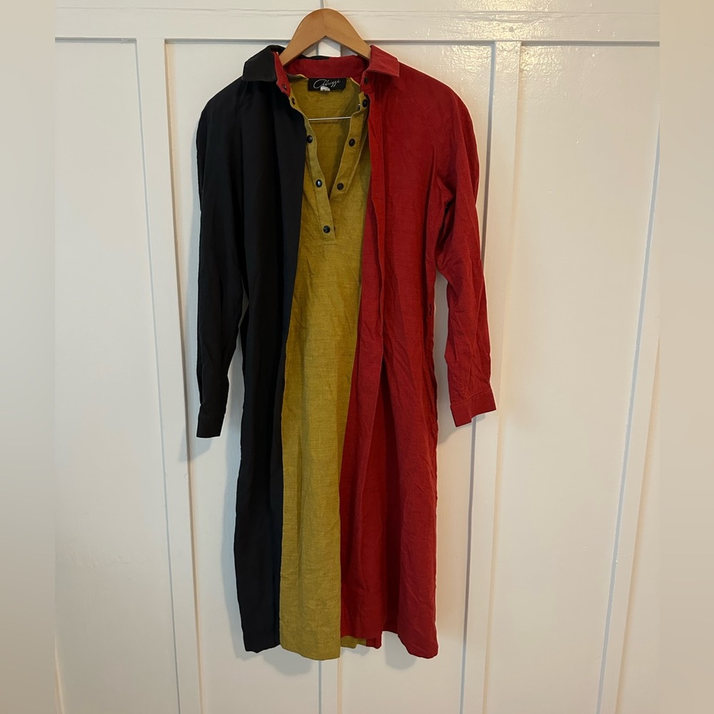 Colorblock Midi Dress - Red, Black, and Green